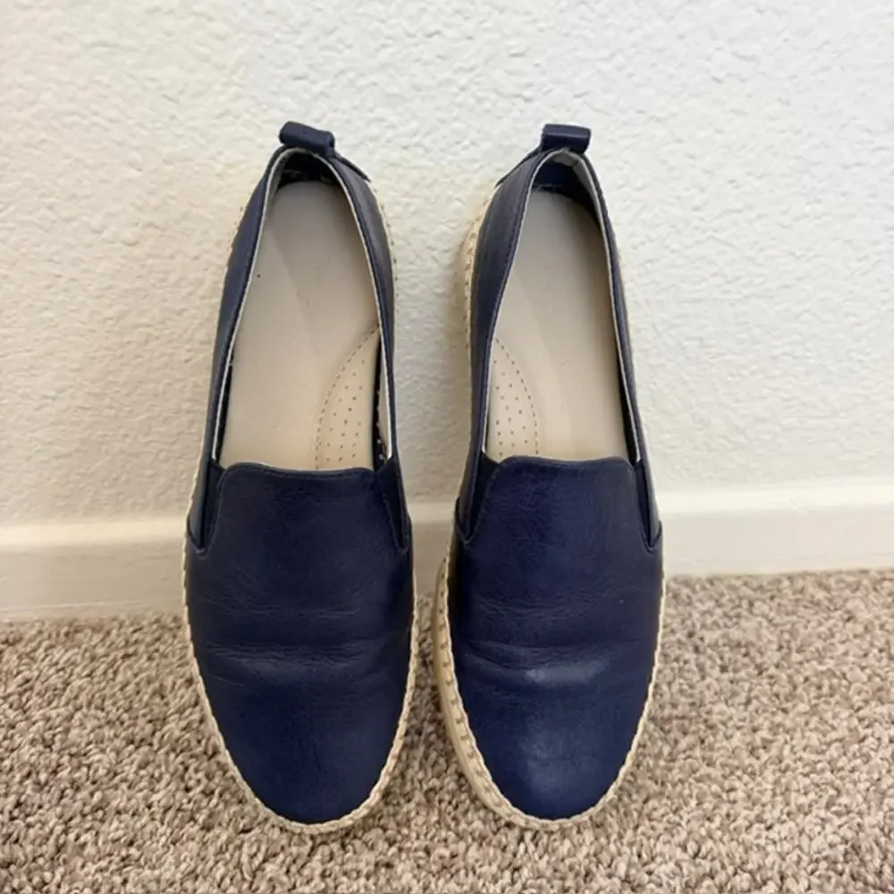 The FLEXX Chappie Slip-On Sneakers Blue Leather Jute-Wrapped Sole Women 5.5